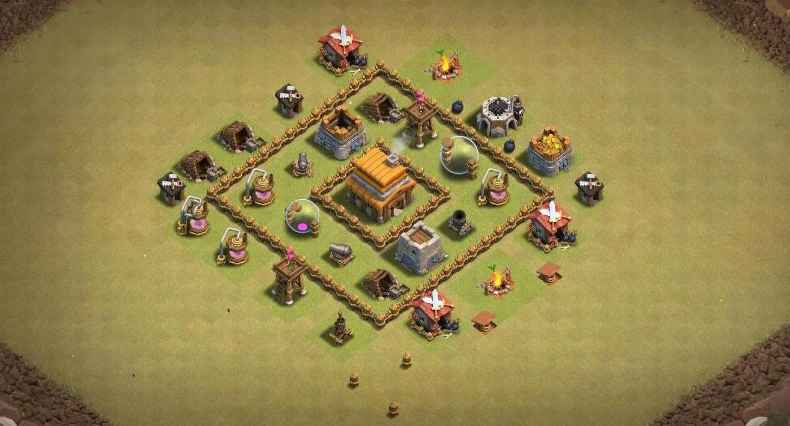 COC th4 Hybrid Base Links Anti 3 Stars