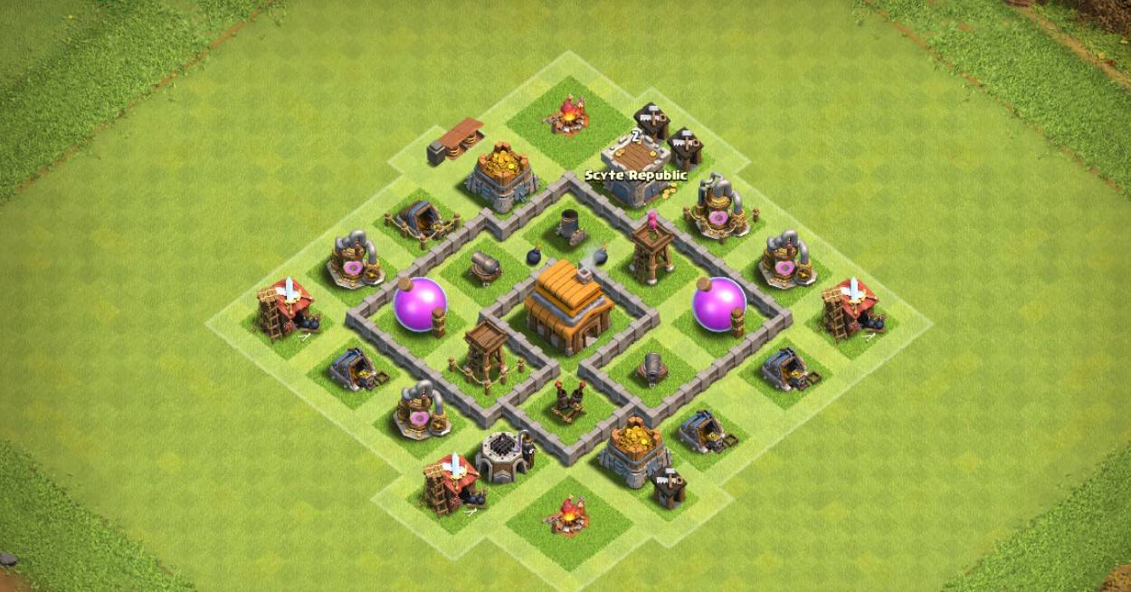 COC th4 Trophy Base Layout 2023