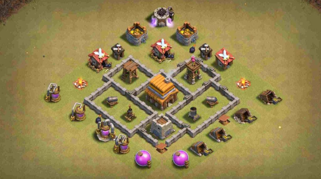 COC th4 War Base Anti 2 Stars