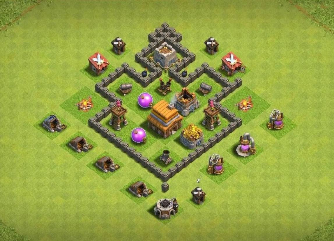 COC th4 hybrid Base Anti 2 Stars