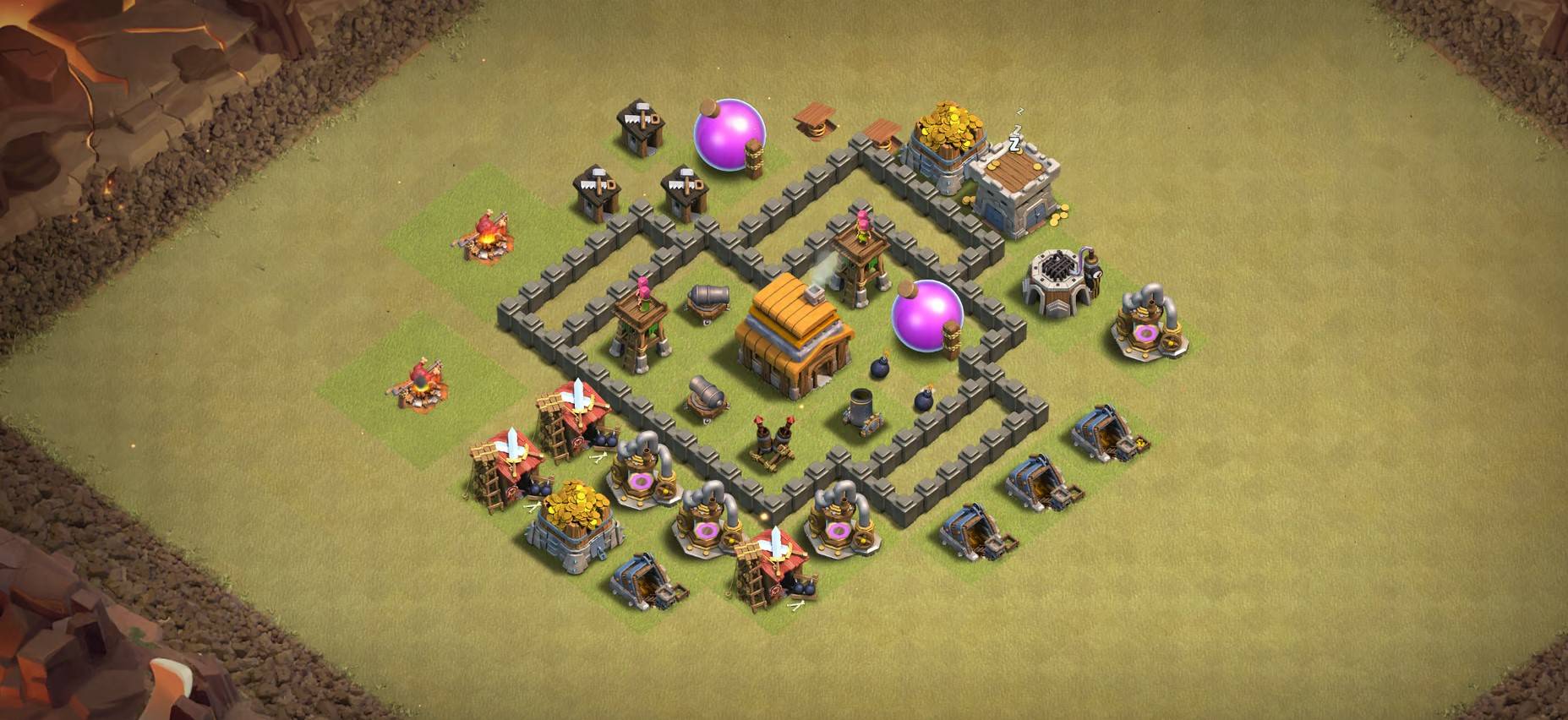 best clash of clans base town hall 4 trophy link