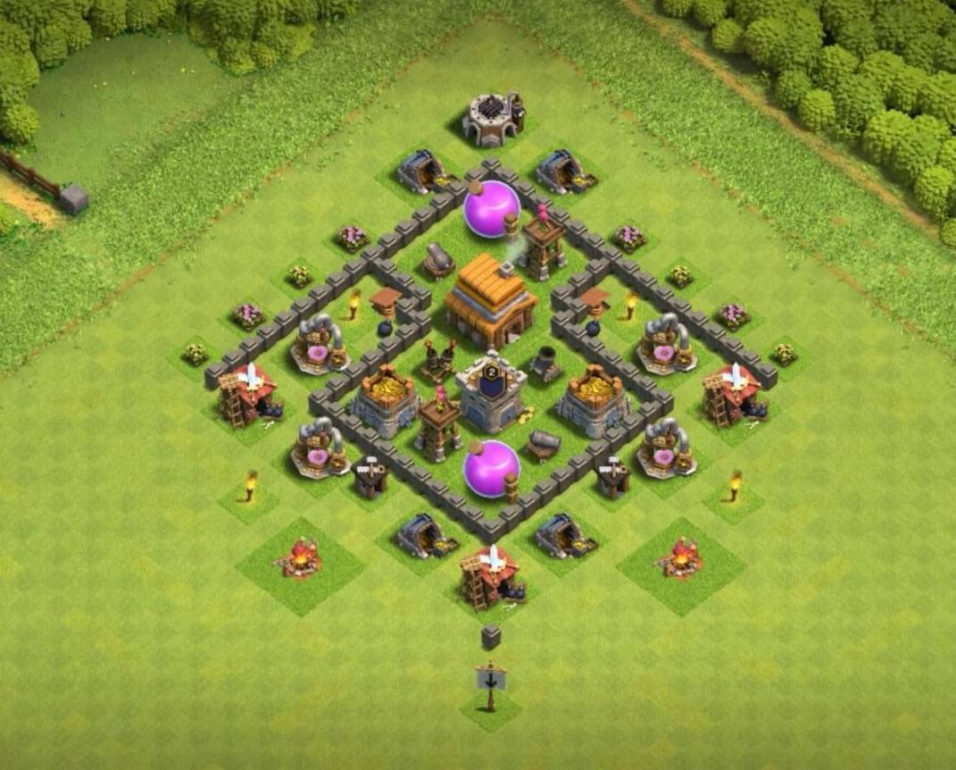 best town hall 4 base defense