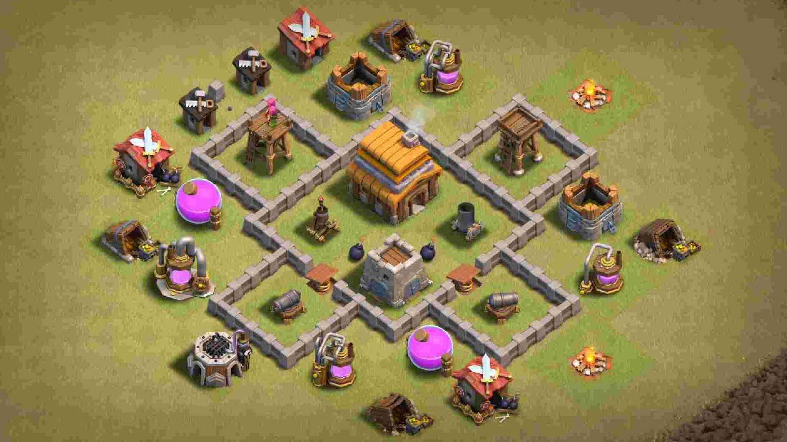 best town hall 4 trophy base defense