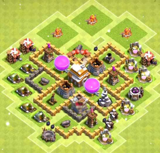 best town hall 5 hybrid base defense