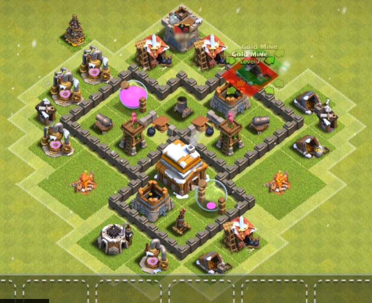 clash of clans anti 3 stars design town hall 4 trophy