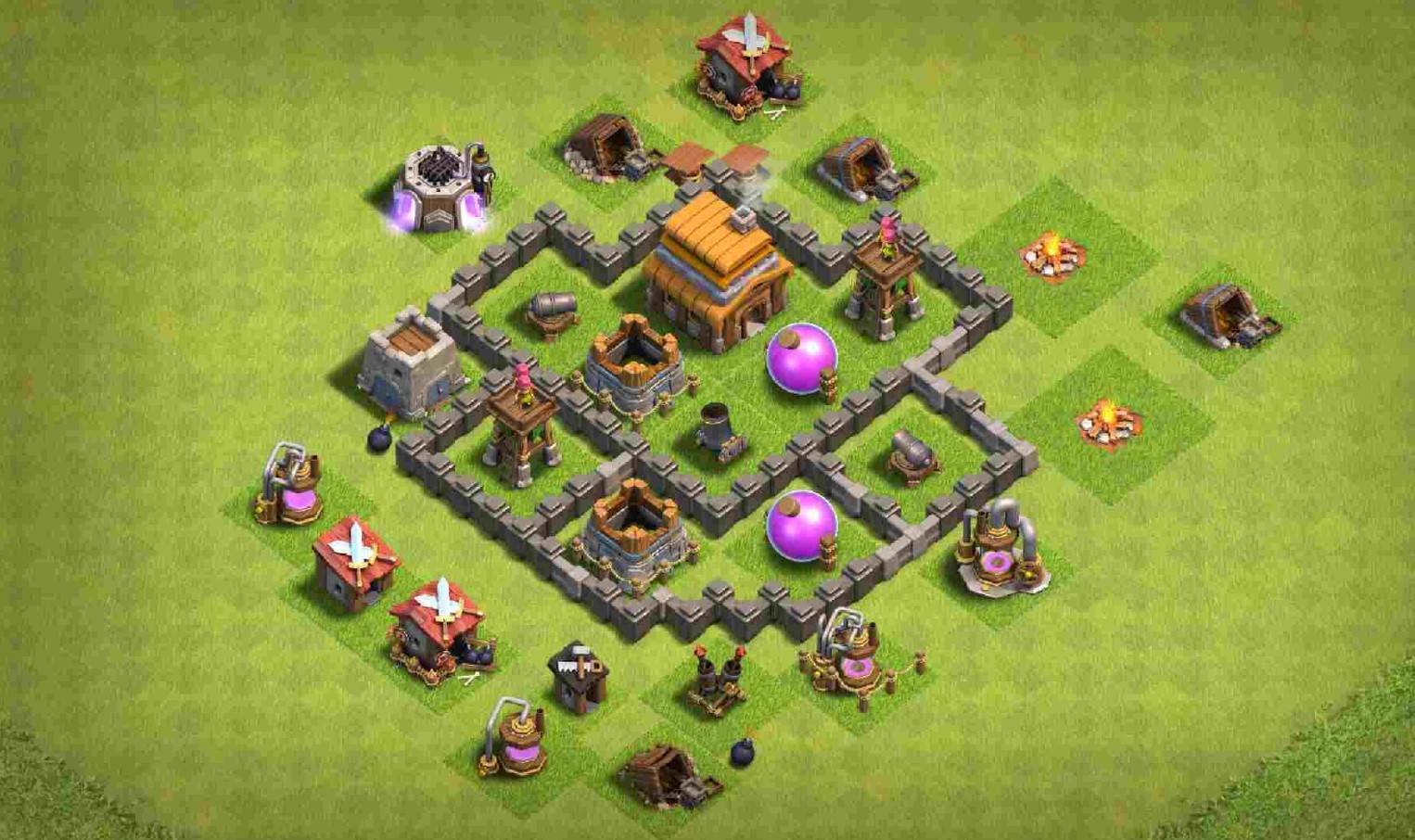 clash of clans anti everything farming layout link level 4