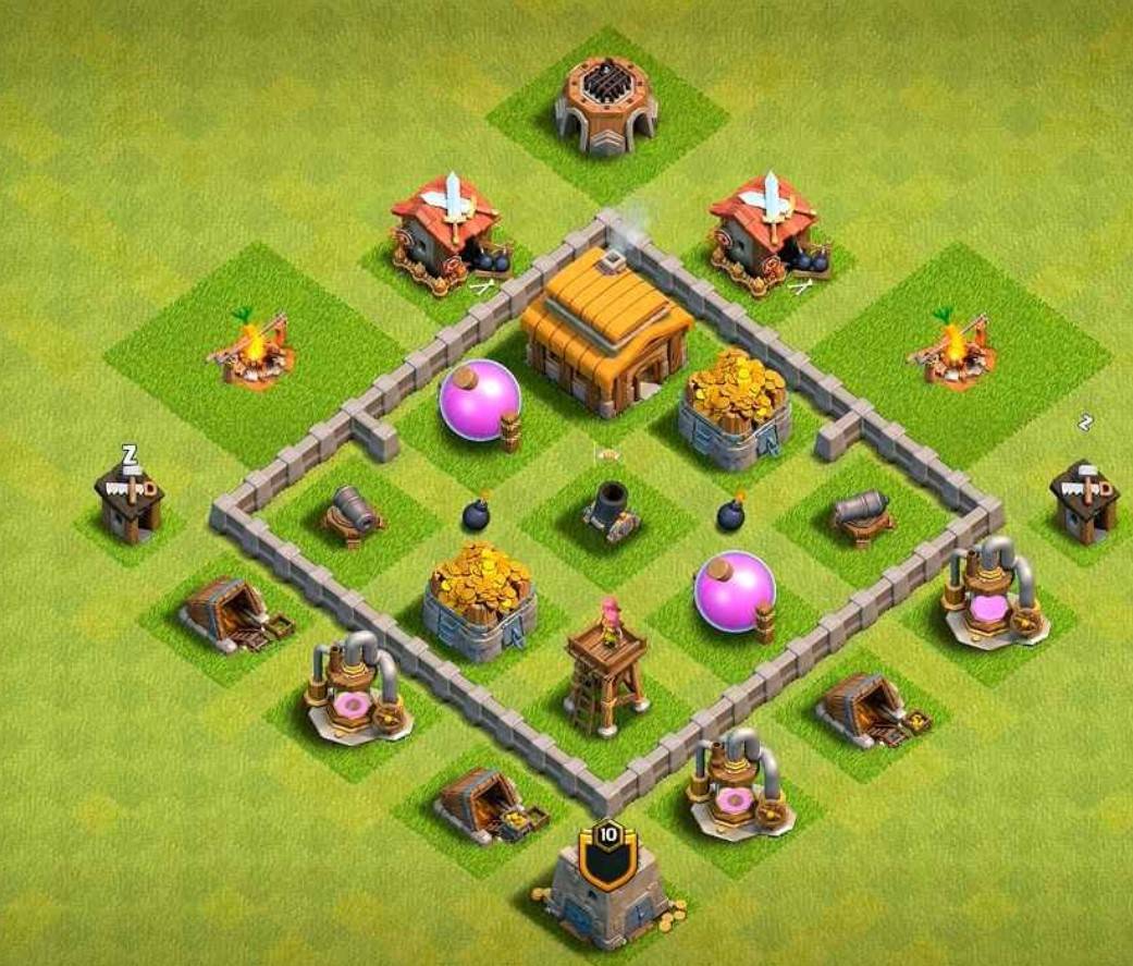 clash of clans th3 base hybrid