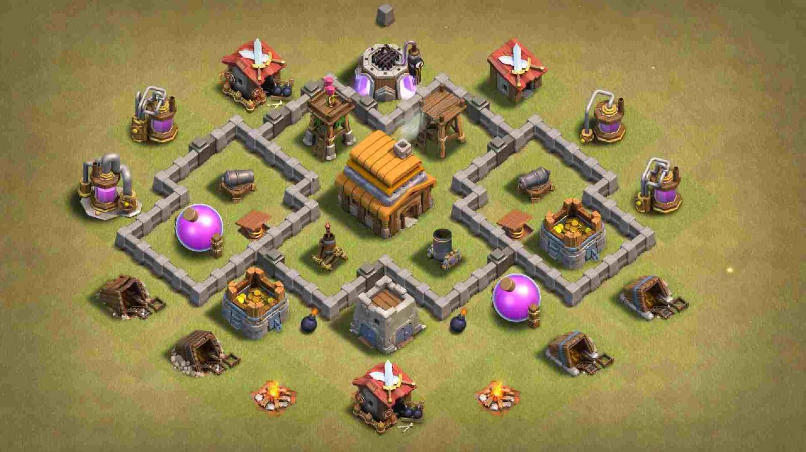 clash of clans th4 base 2023
