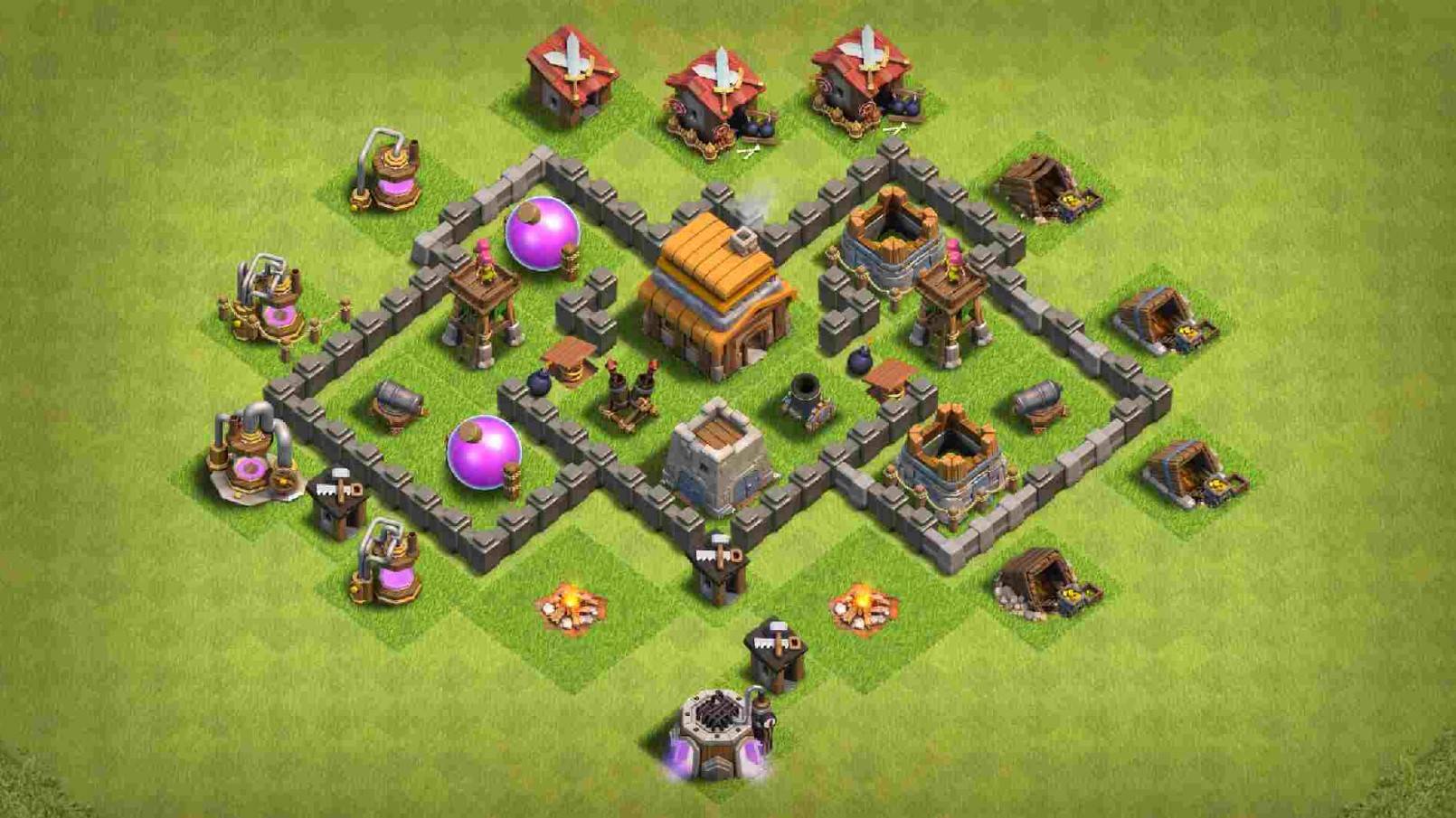 clash of clans th4 hybrid base anti everything