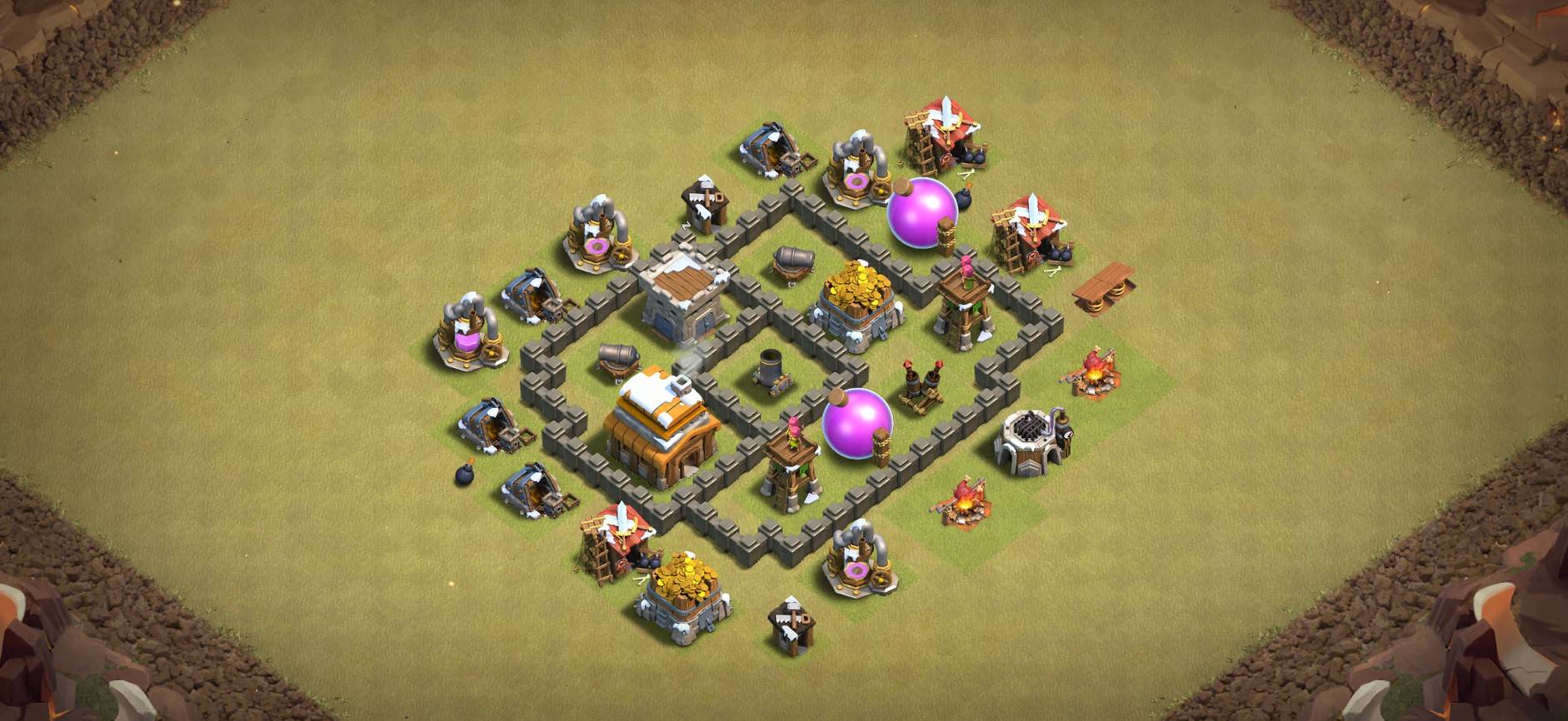 clash of clans town hall 4 hybrid base map link