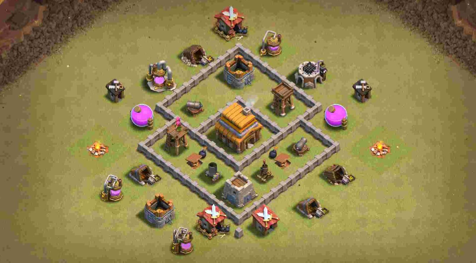 clash of clans town hall 4 trophy base link