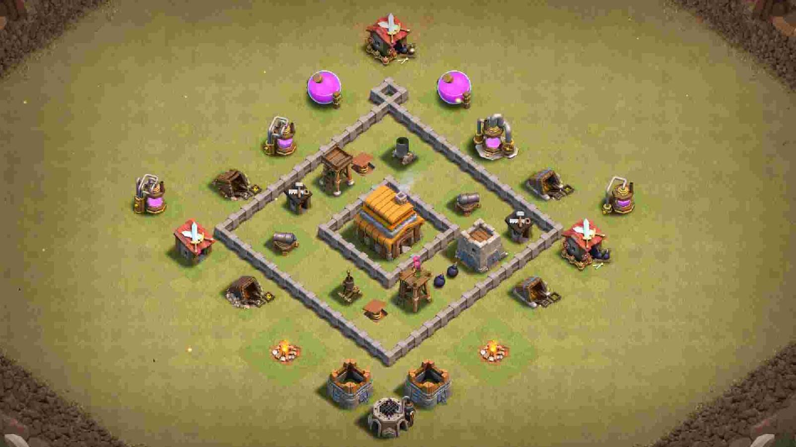 coc th4 trophy base design map link download