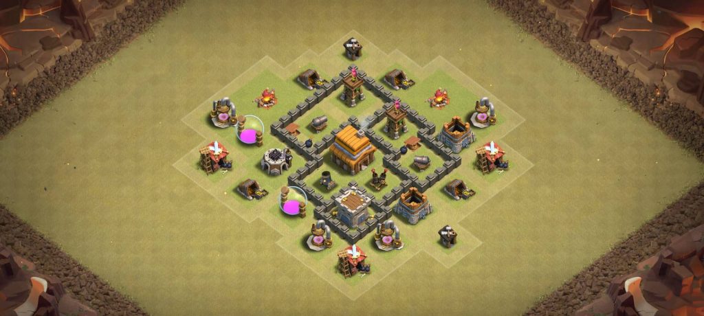 coc th4 war base build