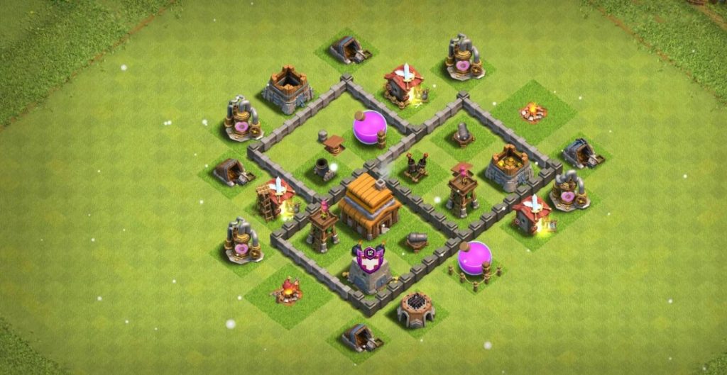 coc th4 war base layout link