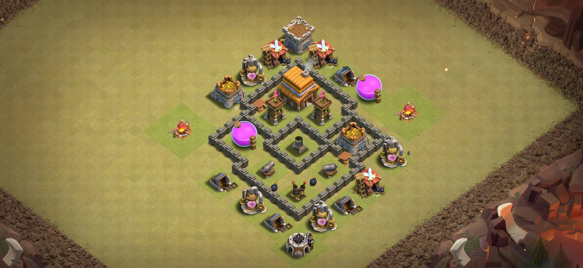coc town hall 4 hybrid layout design link download