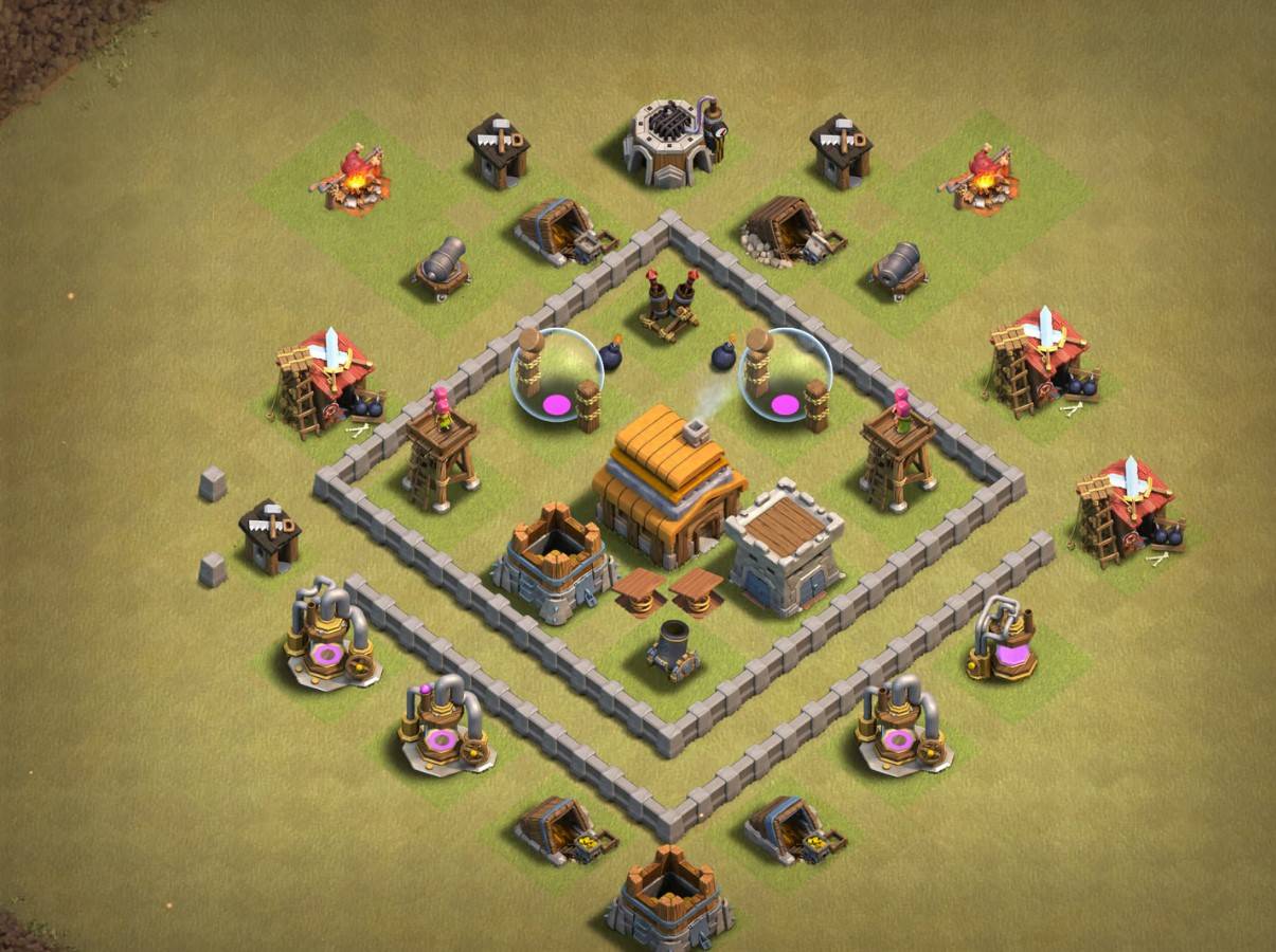 exceptional town hall 4 farming base anti 2 star