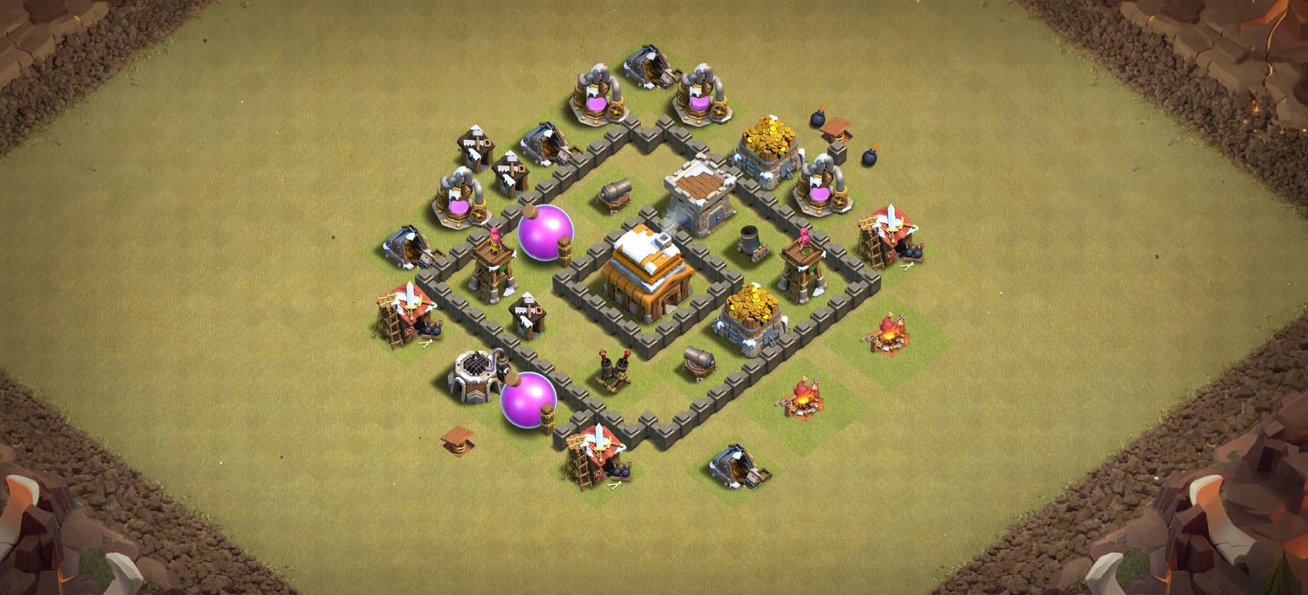 exceptional town hall 4 trophy base anti 2 star
