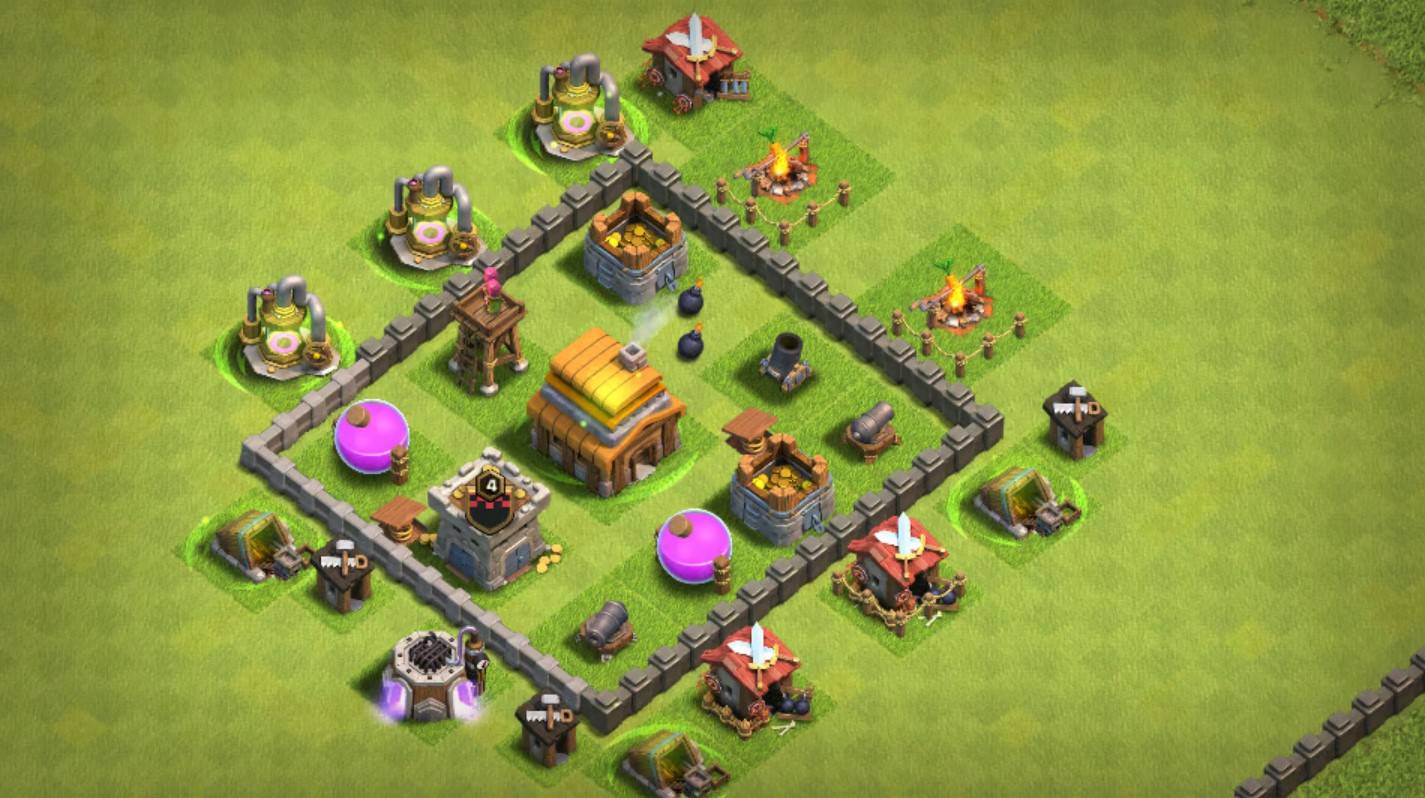 town hall 4 anti loot base