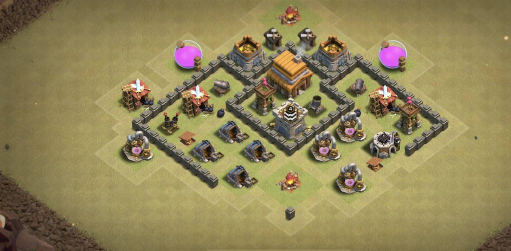 town hall 4 war defense base