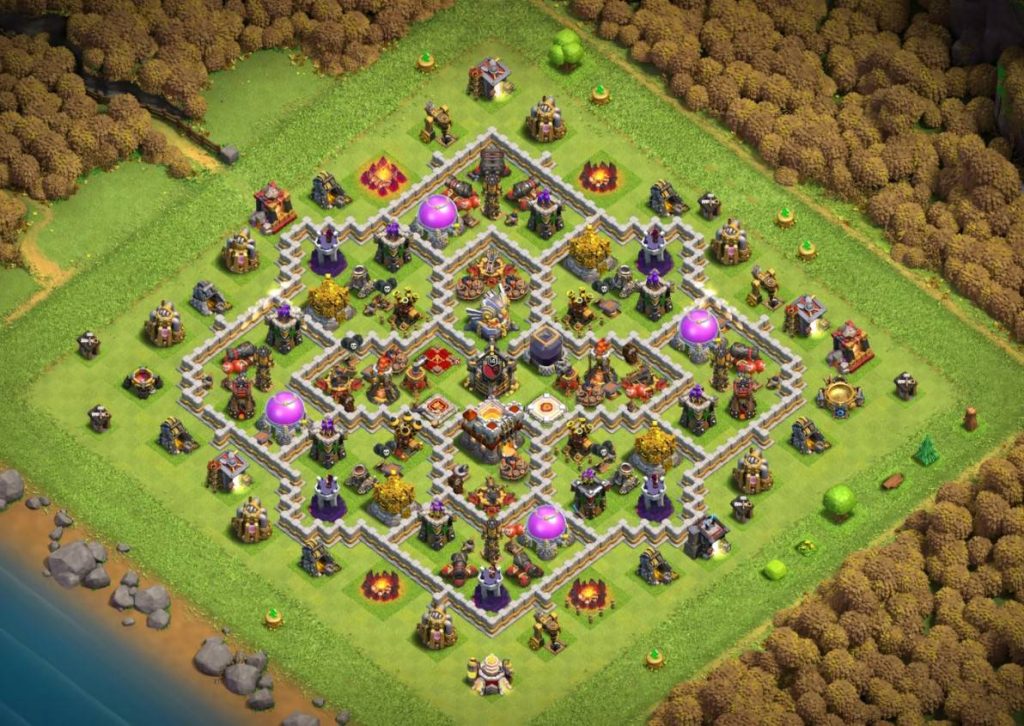 town hall 11 war gold farming base with air sweeper