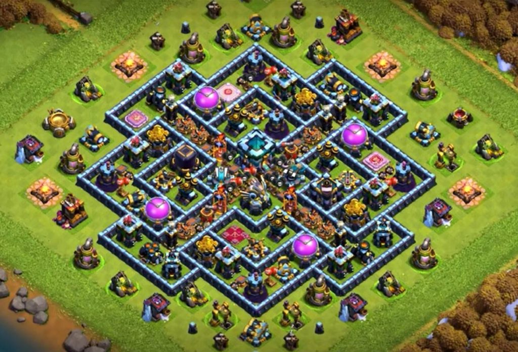 best town hall 13 hybrid base defense