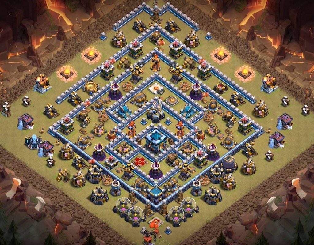 town hall 13 war base links with hero pets
