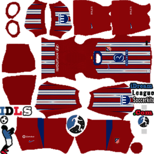 Atletico Madrid kit dls 2025 home temp (red shorts)