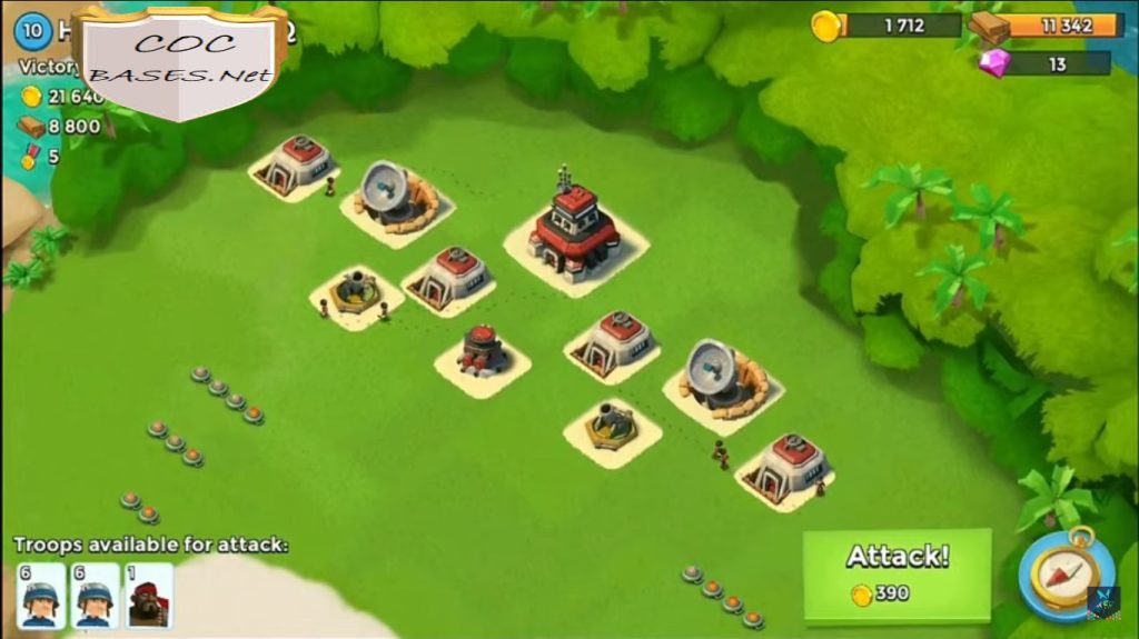 boom beach headquarters 1 layout
